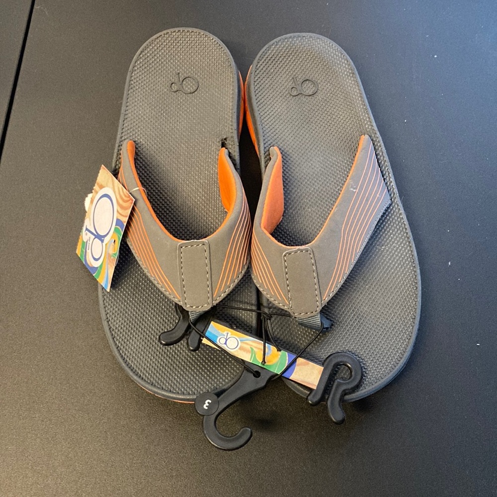 OP flip flops Sandals grey & orange size 3